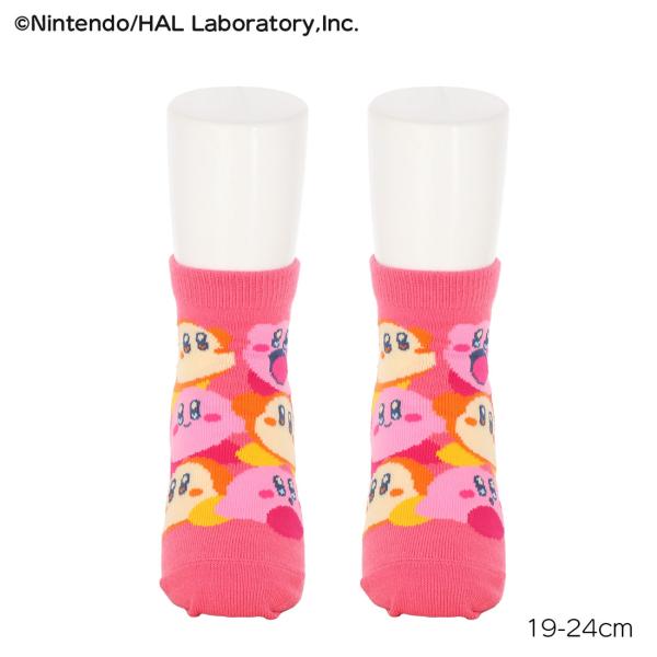(キッズ19-24cm)星のカービィ ワドルディ 総柄 スニーカー丈ソックス ピンク 19-24cm...