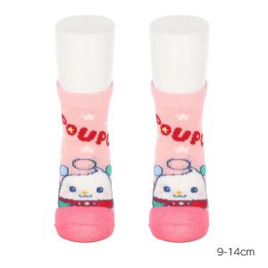 (ベビー9-14cm)ぽうぽ 水玉 スニーカー丈ソックス ピンク 9-14cm キッズ靴下 いないいないばあっ！ 福助 fk-1862-5e1-180 D1PK｜靴下専門店LOPS