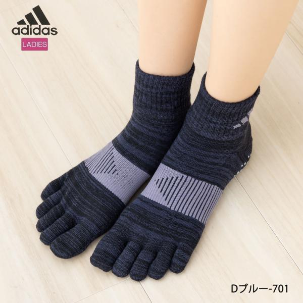 アディダス 足裏全面すべり止め付き 5本指  スポーツソックス ショート丈 23-25cm レディー...