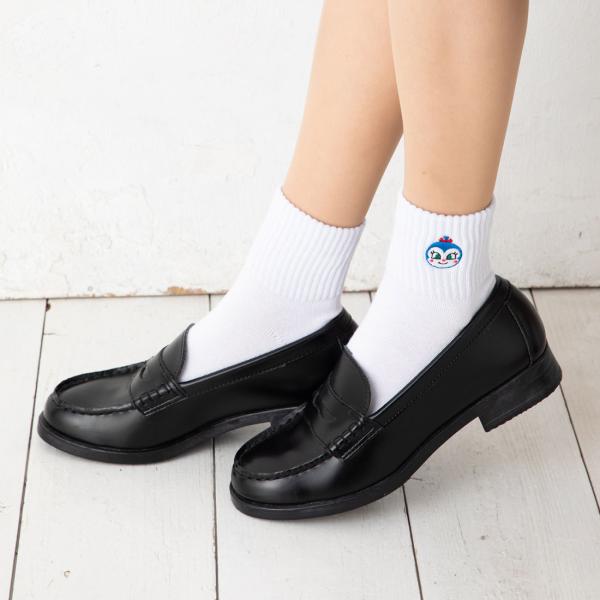 (3点購入で送料無料)コキンちゃん ワンポイント刺繍 ロークルーソックス 23-25cm 白 靴下 ...