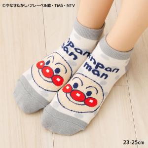 アンパンマン 水玉柄 スニーカー丈ソックス ライトグレー 23-25cm レディース 靴下 fk-387-16k1-980 D1PK｜靴下専門店LOPS
