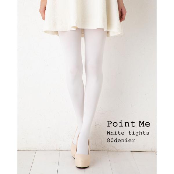 (3足セット)Point Me 白タイツ 80デニール M-L ホワイト レディース コスプレ メー...