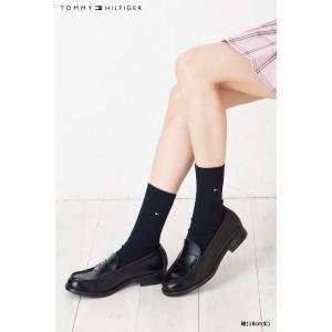 (送料無料) TOMMY HILFIGER スクールソックス 18cm丈 日本製 (紺・白・黒)(23-25cm) トミーヒルフィガー ワンポイント 靴下 レディース｜lops