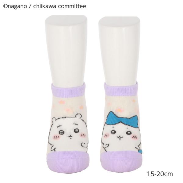 (キッズ15-20cm・19-24cm)ちいかわ ハチワレ 左右柄違い 紫 子供用ソックス スニーカ...