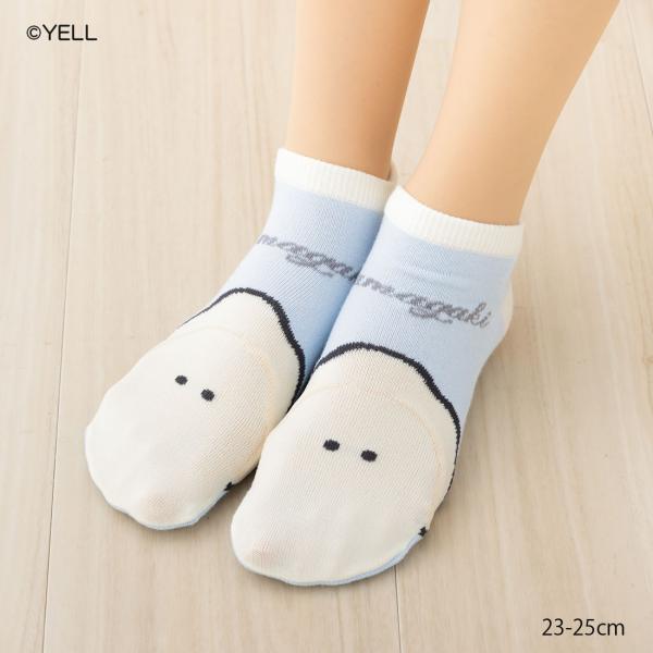 つぶらな瞳のなまがき ドアップ柄 スニーカー丈ソックス 水色 23-25cm レディース 靴下 助野...