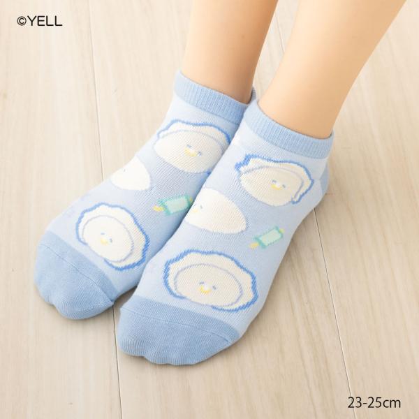 つぶらな瞳のなまがき すやすやベビー柄 スニーカー丈ソックス 水色 23-25cm レディース 靴下...
