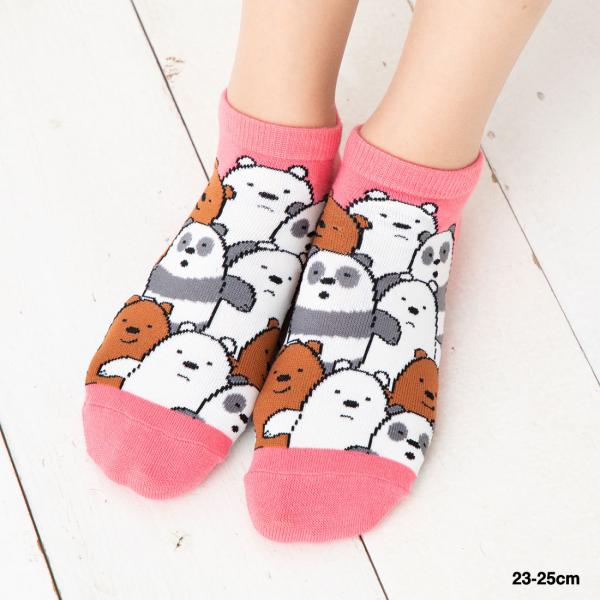 ぼくらベアベアーズ ぎっしり柄 スニーカー丈ソックス 23-25cm レディース 靴下 カートゥーン...
