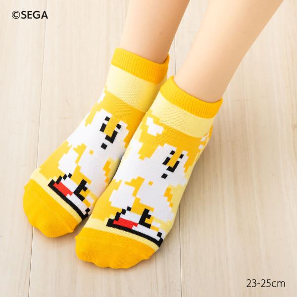 ソニック＆テイルス テイルス立ち柄 イエロー スニーカー丈ソックス 23-25cm レディース 靴下...