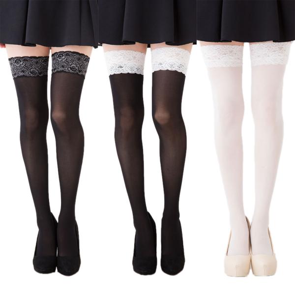 MILKY POWDER レース付き 35デニール ガーターストッキング  ガーターベルト不要 ピタ...