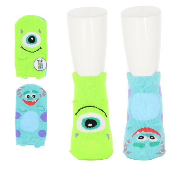 キッズ16-19cm マイクとサリー パペットソックス  スニーカー丈 子供用 靴下 モンスターズイ...
