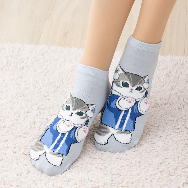 モフサンド マシュマロ糸 中華柄 アンクル丈ソックス グレー 23-25cm レディース 靴下 ウィ...