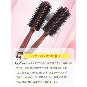 ヘアブラシ 豚毛 ロールブラシ 木製 カールブ...の詳細画像4