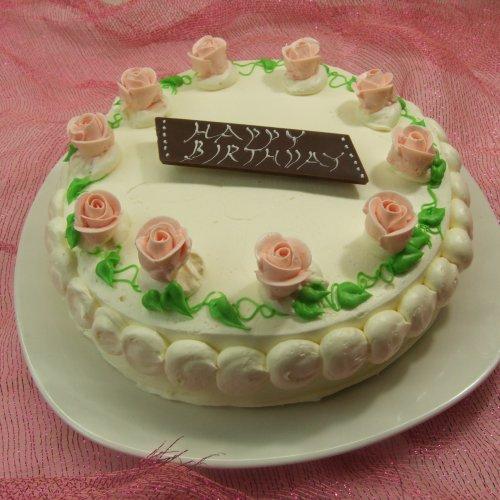 昔懐かしい バターデコレーショケーキ いっぱいのバラ （直径19cm 高さ5cm) 6号