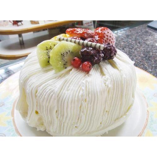生クリームたっぷりふわふわシフォンケーキ  14cm フルーツ6種 誕生日ケーキ