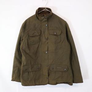 イングランド製 Barbour バブアー UTILITY JACKET オイルドジャケット ユーロ  ヨーロッパ古着 カーキ (レディース UK14) 中古 古着 N6835｜losantigua2016