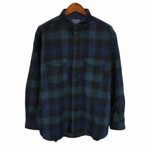 90年代 PENDLETON ペンドルトン ウール 長袖シャツ チェック ブルー (メンズ XL) 中古 古着 O4424｜losantigua2016