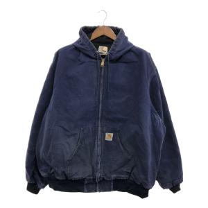 90年代 USA製 Carhartt カーハート アクティブパーカー ダック ワークジャケット アメカジ ネイビー (メンズ XXXXL) 中古 古着 P7455