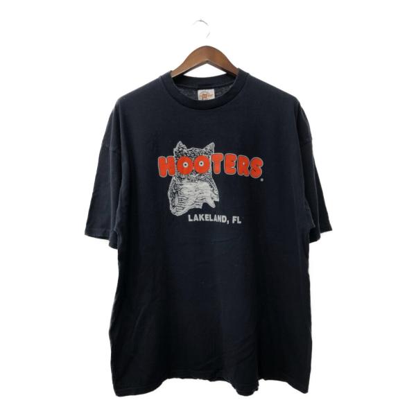 90年代 USA製 HOOTERS フーターズ 半袖Ｔシャツ 企業ロゴ ロゴ ブラック (メンズ 2...