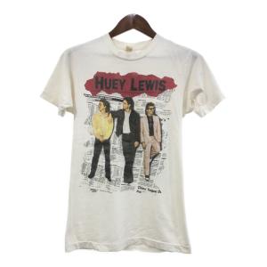 80年代 USA製 HUEY LEWIS AND THE NEWS ヒューイ・ルイス 半袖Ｔシャツ バンドT ホワイト (メンズ M) 中古 古着 Q6543