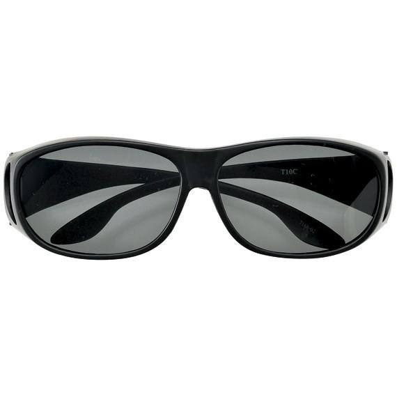 偏光サングラス メガネの上から オーバーグラス S-Mサイズ 眼鏡ケース付 スモーク偏光 ブラック