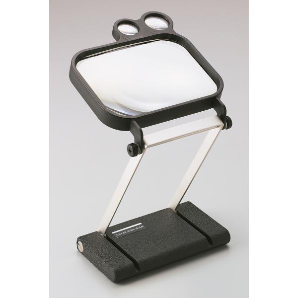 スタンド台付 読書用ルーペ 日本製 1.8倍 Lサイズ 大きいアクリルレンズ 高倍率4倍と7倍の補助...