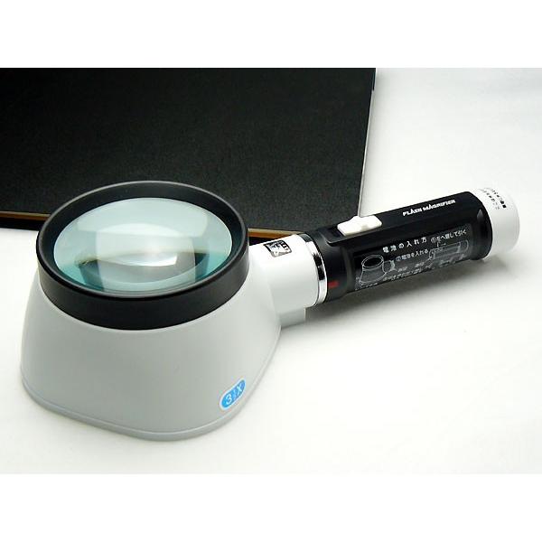 LEDライト付 ルーペ 日本製 高倍率3.5倍 80mm ガラスレンズ おしゃれ ハンドルーペ 手持...
