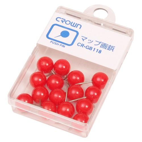 マップ画鋲 15本 赤 クラウン CR-GB118-R