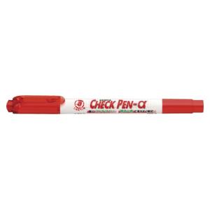 チェックペン アルファ チェックペン ゼブラ WYT20-R チェックシリーズ 太細両用 赤｜loupe