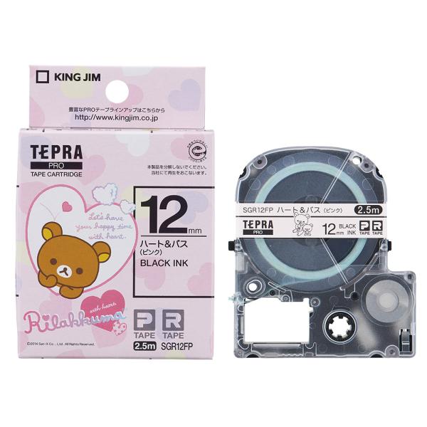 テプラPROテ-プハ-トピンク/黒文字 キングジム SGR12FP テープ幅: 12mm テープ柄:...
