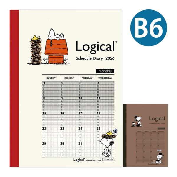 ロジカルノート スケジュール 2026年 スヌーピー B6 ロジカルダイアリー ナカバヤシ 手帳 マ...