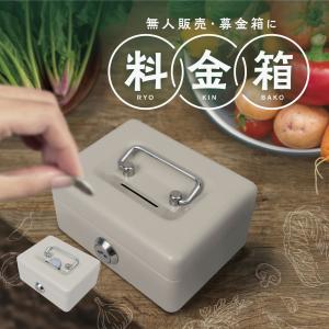カール事務器 料金箱 グレー 手提金庫 無人販売 鍵付き コンパクト シンプル 現金 お札 コイン 募金箱 シリンダー錠 固定用穴付き