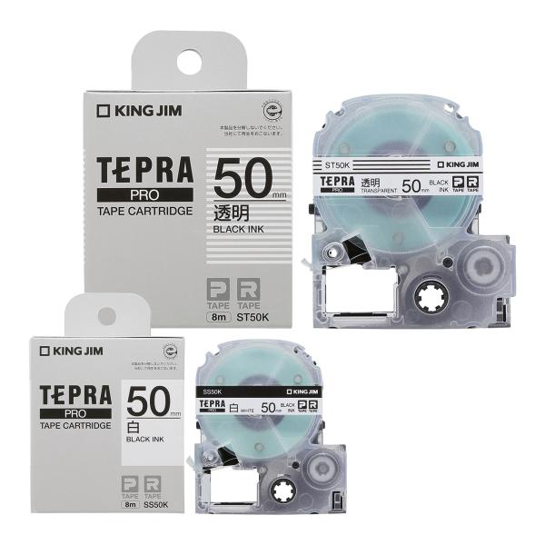 テプラテープ 純正 PROテ-プカ-トリッジ・ラベル テプラ キングジム 50mm 白 透明 カート...