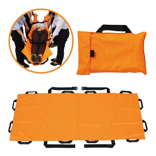 防災 担架 布製 オレンジ 折りたたみ 丈夫 介護用品 救急 緊急搬送 人 運ぶ 救助 救援 介助 ...