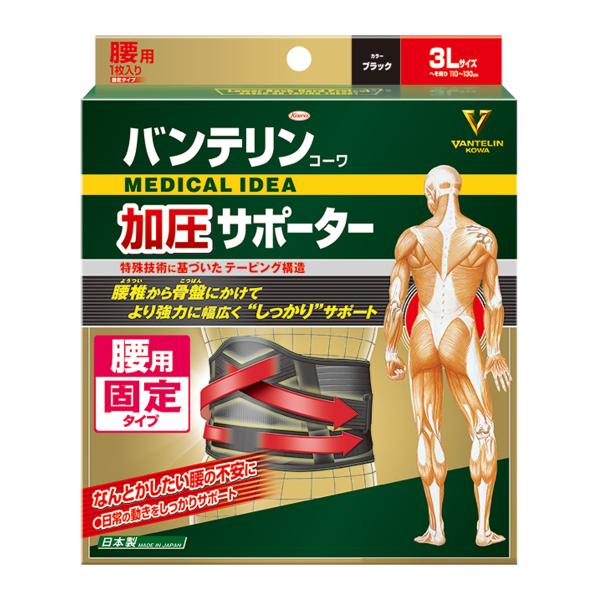 バンテリン サポーター 腰用 しっかり加圧 ブラック 3L 医療用 でも使われる安心の日本製 敬老の...