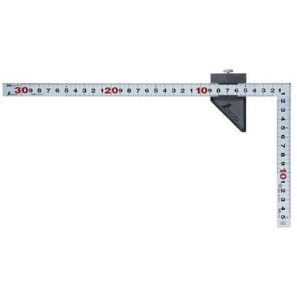 曲尺平ぴた シルバー 30cm 表裏同目 ストッパー付 JIS 12438 シンワ測定 工具 スケー...