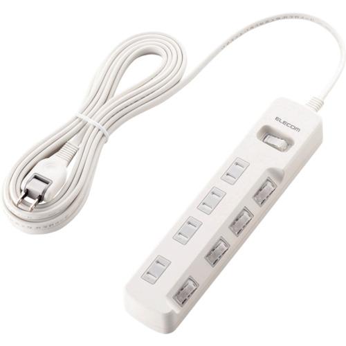 ELECOM オフィス用タップ 一括&amp;個別スイッチ付 雷ガードタップ 4個口 5m 白 [T-K8A...
