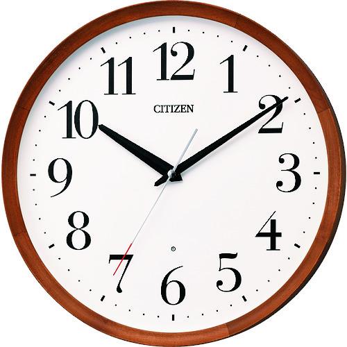 アナログ表示 シチズン 電波 壁掛け時計(アナログ表示) 連続秒針 木枠 ブラウン Φ320×53....