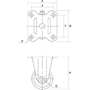 プレート式 ナイロン車 ユーエイ 重量用双輪キ...の詳細画像1