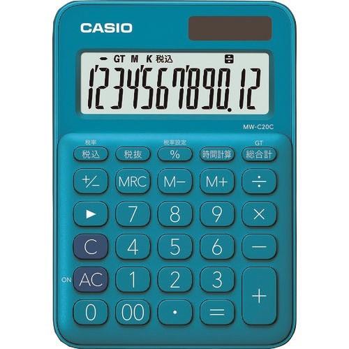 カシオ カシオミニジャスト型カラフル電卓 レイクブルー [MW-C20C-BU-N] MWC20CB...
