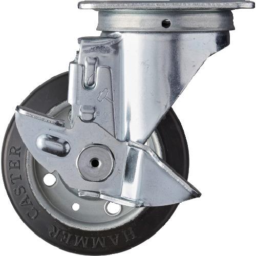 ハンマー 旋回式ゴム車輪 100mm ストッパー付 [413S-R100] 413SR100 販売単...