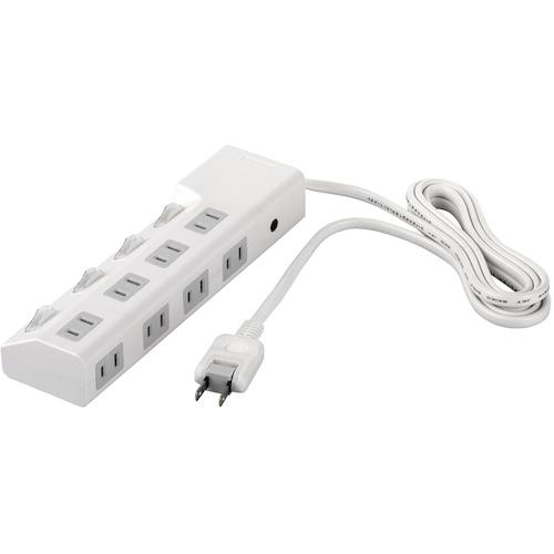 BUFFALO 2ピン式電源タップ 8個口タイプ 雷サージ防止/個別スイッチ4個付 3m ホワイト ...