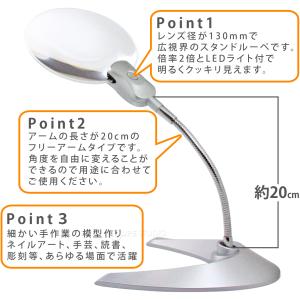 ルーペ スタンド LEDライト付き 2倍 13...の詳細画像2