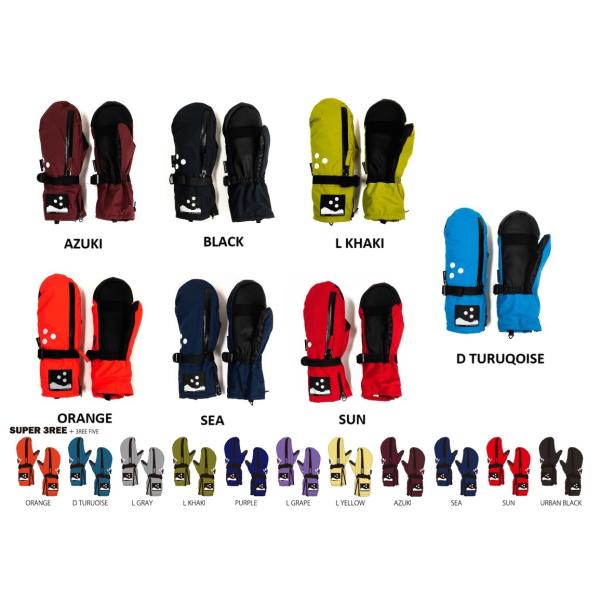 プレイ   SUPER 3REE P01 25-26 全11色 ジップ ファスナー ミトン　グローブ...