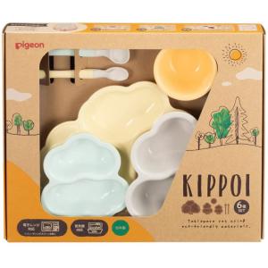 ピジョン ベビー食器セット KIPPOI キッポイ クリームイエロー＆ミントグリーン/ベビーピンク＆ピーチホワイト PIGEON B倉庫 送料無料｜loveandpeace8