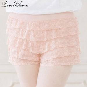 ペチパンツ レース 黒 白 ピンク 1分丈 ペ...の詳細画像3