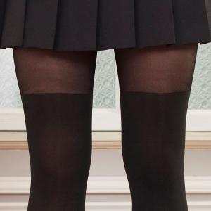 フェイクニーハイ ストッキング 黒 ブラック ...の詳細画像3