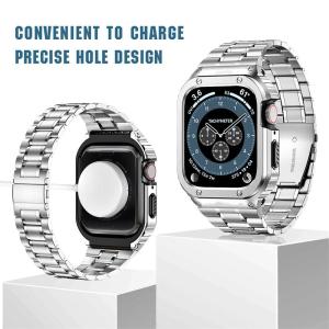 Apple Watch 8 バンド ステンレス applewatch 7 バンド アップルウォッチ ステンレスケース バンドスポーツ 一体型 一体式交換用バンド　腕時計高級プレゼント