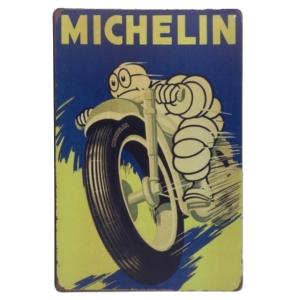 ミシュラン オートバイ用 タイヤ ver2 金属製 メタルサインプレート ビバンダム MICHELIN TIRE バイク BIKE 看板 ブリキ アンティーク ガレージ