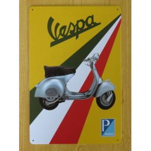 送料無料 ベスパ ピアッジオ 金属製 メタルサインプレート VESPA PIAGGIO ローマの休日...