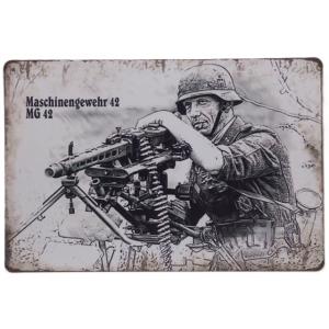 MG42 機関銃　重機トライポッド付き 金属製 メタルサインプレート ドイツ軍 国防軍 第二次世界大...
